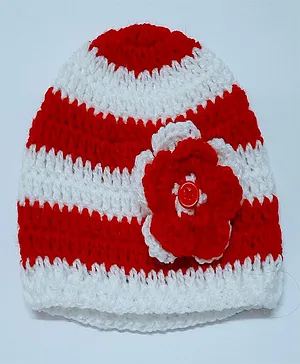 Knits & Knots Striped Cap - Red & White