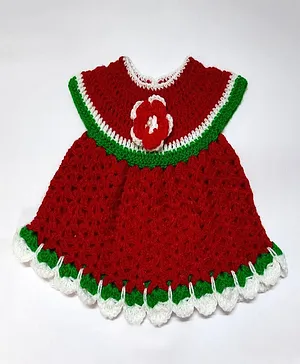 Knits & Knots crochet Sleeveless Flower Design Sweater Dress - Red