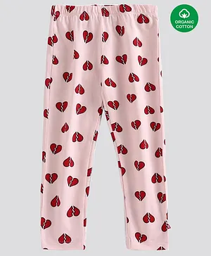 Nino Bambino 100% Organic Cotton Full Length Heart Printed Leggings - Pink