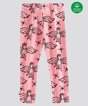Nino Bambino 100% Organic Cotton Full Length Unicorn Printed Leggings - Pink