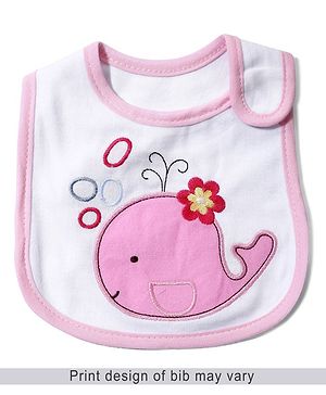 Babyhug Knitted Velcro Bib Fish Print - Pink