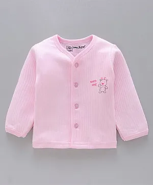 Little Darlings Full Sleeves Vest Bear Print - Pink