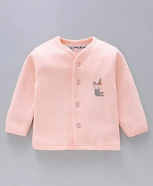 Little Darlings Full Sleeves Vest Bear Print - Peach