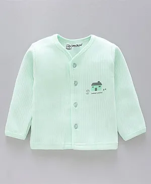 Little Darlings Full Sleeves Vest Bear Print - Green