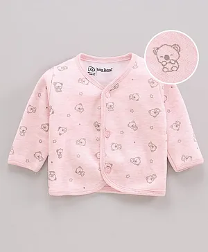 Little Darlings Full Sleeves Vest Animal Print  - Pink