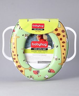 Babyhug Baby Potty Seat With Handle Giraffe Print - Green