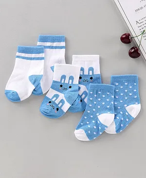 Cute Walk by Babyhug Anti Bacterial Ankle Length Socks Pack of 3 - Blue
