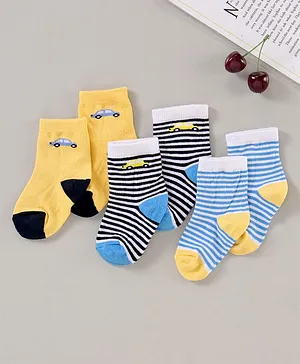 Cute Walk by Babyhug Anti Bacterial Ankle Length Socks Pack of 3 - Multicolour