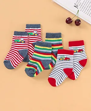 Cute Walk by Babyhug Anti Bacterial Ankle Length Socks Pack of 3  - Multicolour