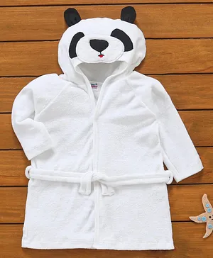 Ben Benny Full Sleeves 3D Hooded Bath Robe Bear Face - White