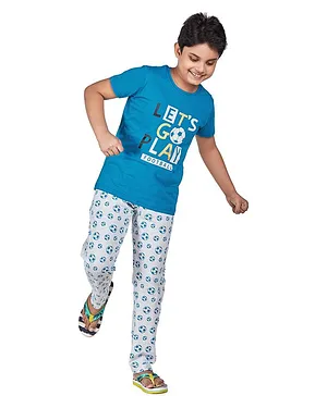 Soft Touche Half Sleeves Let's Go Play Printed Night Suit - Blue