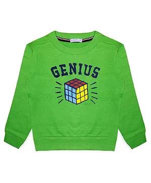 Luke and Lilly Full Sleeves Genius Printed Sweatshirt - Light Green