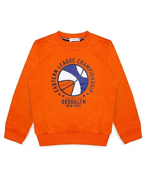 Luke and Lilly Full Sleeves Volley Ball Printed Sweatshirt - Orange