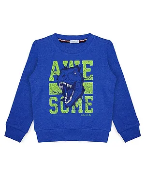 Luke and Lilly Full Sleeves Dinosaur Printed Sweatshirt - Blue