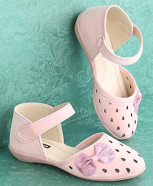 Pine Kids Party Wear Belly Shoes Bow Appliques - Pink