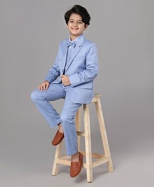 Pine Kids Full Sleeves 3 Piece Party Suit Solid - Navy Blue