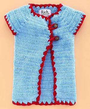 Richhandknits Half Sleeves Woollen Dress - Blue