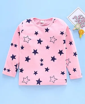 Olio Kids Winter Wear Full Sleeves Top Star Print - Light Pink