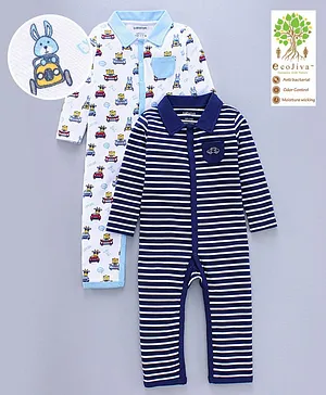 Bear-Print Hooded Cardigan & Striped Footed Pants Set Preemie Baby Boys 2-Pc