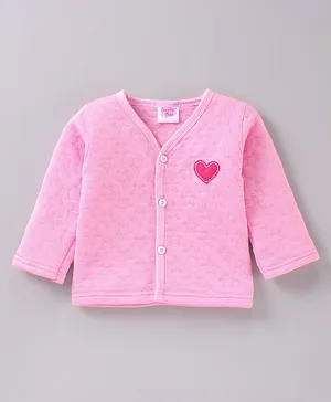 Tappintoes Full Sleeves Vest Heart Print - Pink