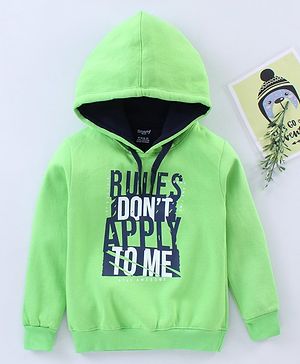 Smarty Boys Full Sleeves Hooded Sweatshirt Text Graphic - Green