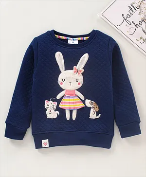 First Smile Full Sleeves Sweatshirt Bunny Embroidery - Blue