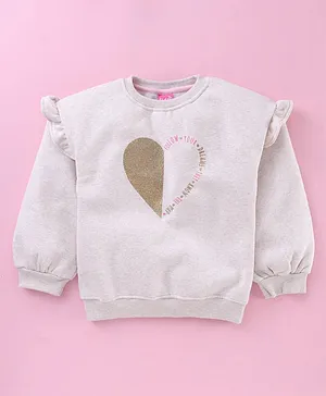Play by Little Kangaroos Full Sleeves Sweatshirts Heart Print - Grey
