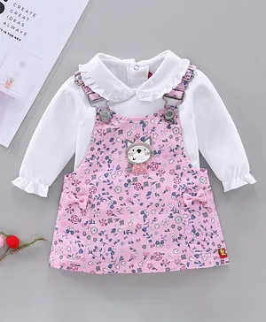 WOW Clothes Full Sleeves Frock Printed - Pink