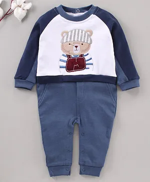 Baby GO Full Sleeves Romper Bear Design - Navy