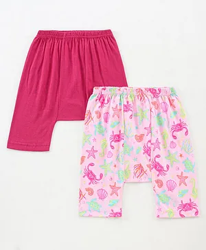 Earth Conscious Pack Of 2 Ocean Life Print Diaper Pants - Pink