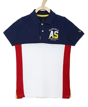 Allen Solly Juniors Half Sleeves T-Shirt Logo Embroidery - Navy Blue White