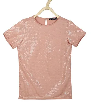 Allen Solly Juniors Half Sleeves Sequined Top - Pink