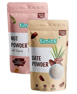Timios Nut Powder For Kids and Adults -100g &Timios Organic Date Powder For Kids, Expecting Mothers and Adults -100g