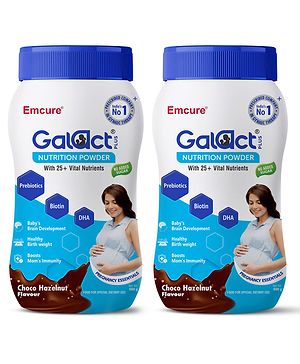Galact Plus Nutrition Powder Pregnancy Essential Supplement with Choco Hazelnut Flavour (Pack of 2) - 400 gm Each