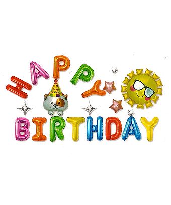 Crackles Happy Birthday Foil Balloons With Cartoon Balloons Pack of 21 Pieces -…