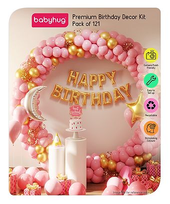 Babyhug Premium Birthday Decoration Kit - Pack of 121 - Multicolor