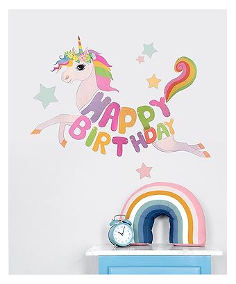 Funcart Unicorn Happy Birthday Banner- Multicolor