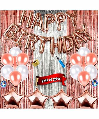 Shopperskart Birthday Party Decor Kit Pink White - 72 Pieces