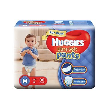 Huggies Ultra Soft Pants Medium Size Premium Diapers For Boys - 30...