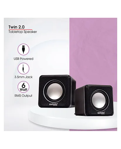 Zebion Muze Twin 3 W Laptop Desktop Speaker - Black Online in