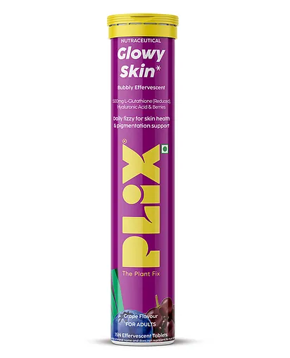 PLIX Glowy Skin Tablets With 500mg Glutathione & Vitamin C | For Clear & Youthful Skin| Grape | Pack of 1