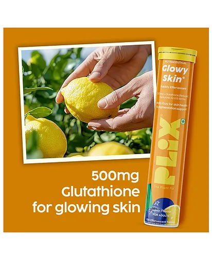 plix glutathione tablets reviews Glowy Skin With 500mg & Vitamin C | For Clear & Youthful Skin| Lemon | Pack of 2 FACE AND BODY SOLUTIONS