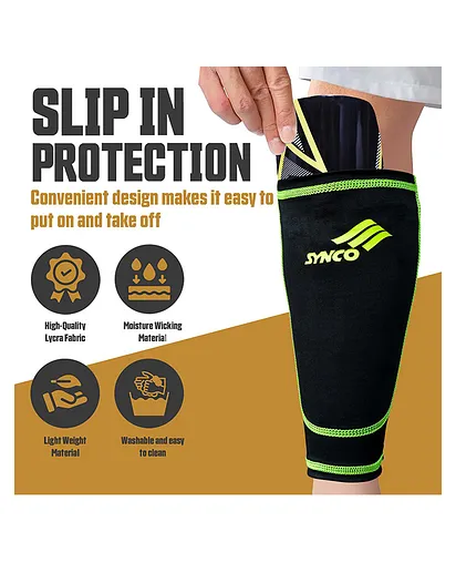 Synco Shin Guard Sleeve, Comfortable Lycra Fabric for Superior
