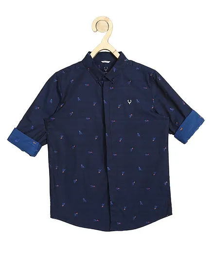 Allen Solly Junior Full Sleeves Printed Shirt - Navy Blue