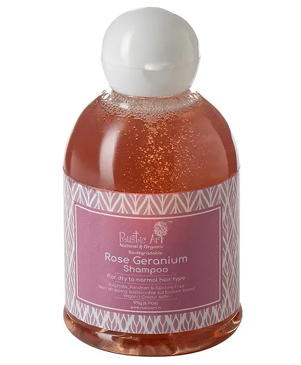 Rustic Art Rose Geranium Shampoo - 175 gm