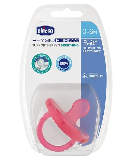 0 to 6 Months Free Shipping Pink Chicco Chicco Physio Soft Silicone Soother 