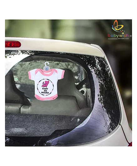 babywish Baby on Board Car Sticker with Vaccum Suction Cups - Pink