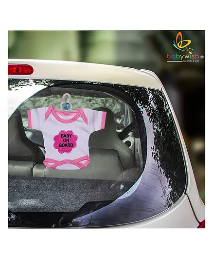 babywish Baby on Board Car Sticker with Vaccum Suction Cups - Pink
