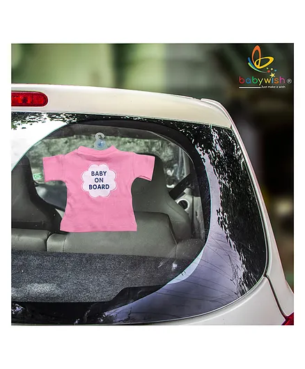 babywish Baby on Board Car Sticker with Vaccum Suction Cups - Pink