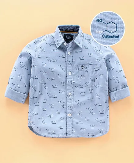 Indian Terrain Full Sleeves Shirt Chemistry Print - Blue